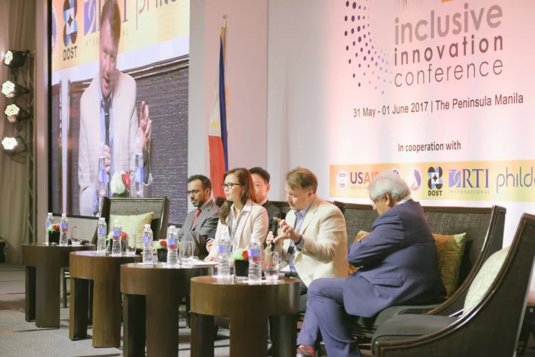 Panel discussion at the Inclusive Innovation Conference 2017 on strategic event management, featuring industry leaders and stakeholders gathered at The Peninsula Manila.