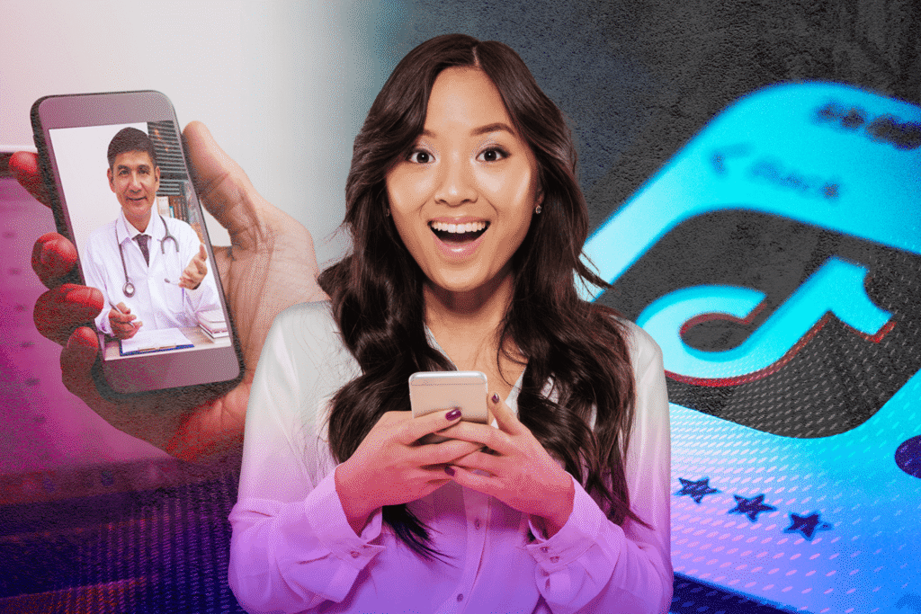 photo of a woman consuming viral content from famous Tiktokers