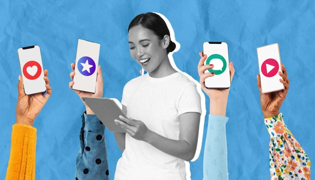 A woman looking at her phone to look for what makes a good PR campaign