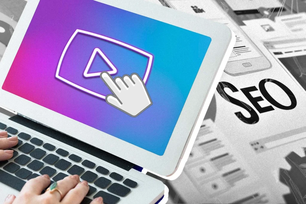 A digital marketer navigating youtube to search for the "5 Video Essays to Help You Get Started With SEO".