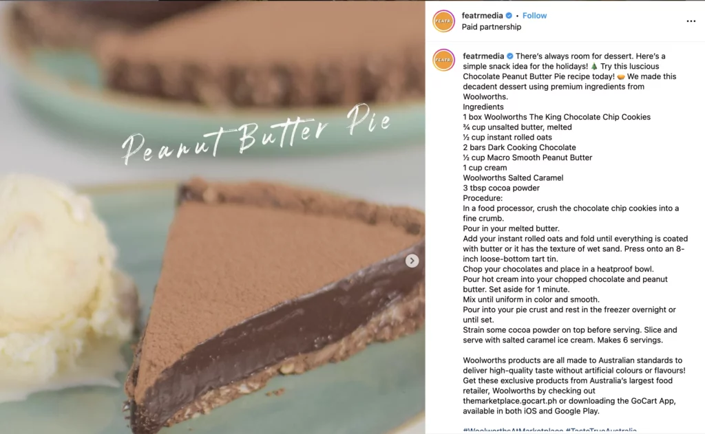 FEATR Media Instagram Post for the Aus-some Christmas with Woolworths! Influencer Campaign