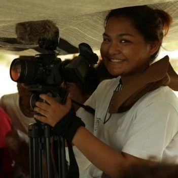 Portrait of Pabelle Manikan, a documentary filmmaker.