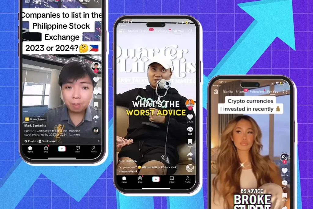 Fintok contents on TikTok app.