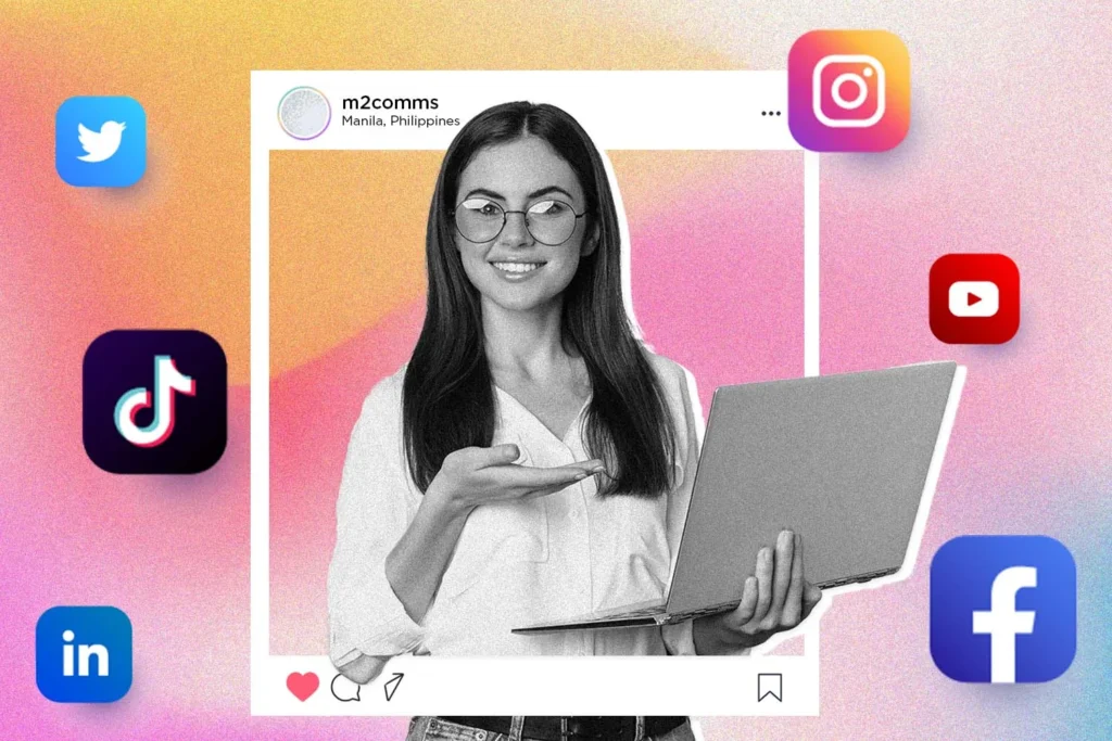 A social media influencer showing different social media platforms for different types of digital content.