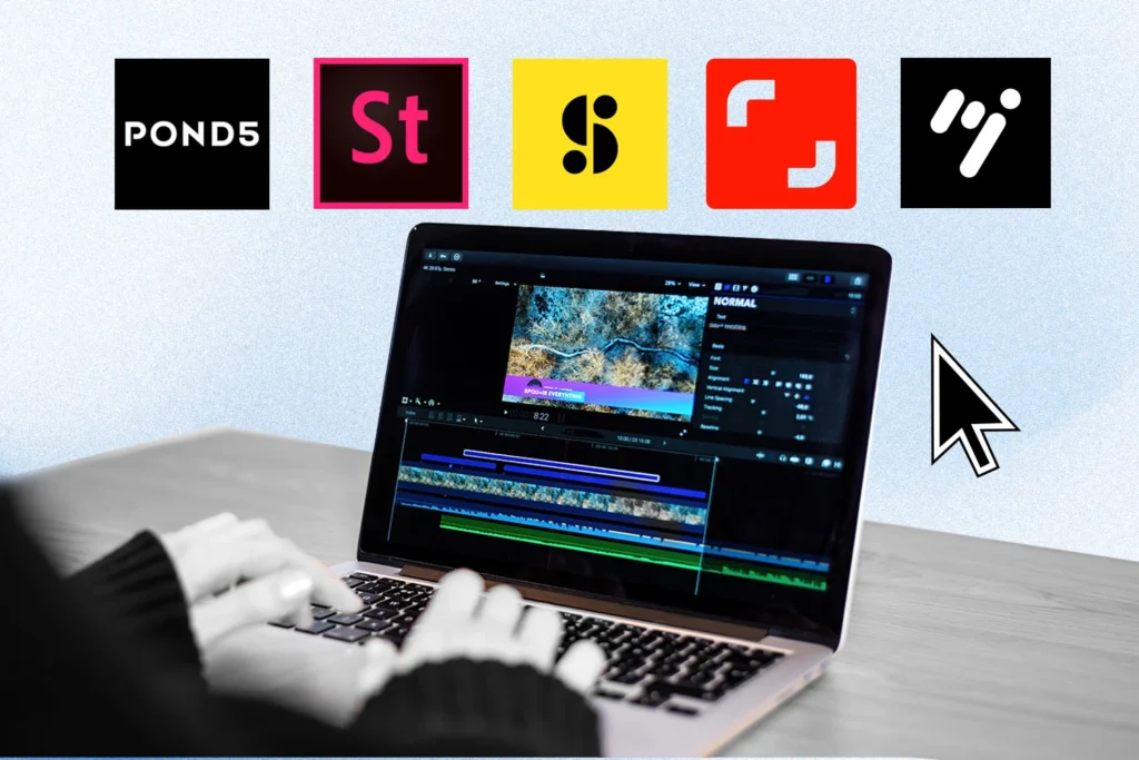 Logo of the five best stock video sites for hassle-free video editing in 2023.