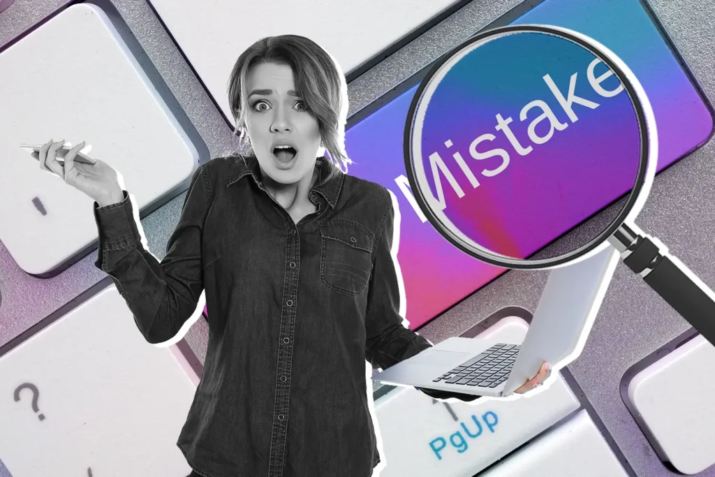 A digital marketer's worried expression after learning that there are SEO mistakes that could harm their website's rankings.