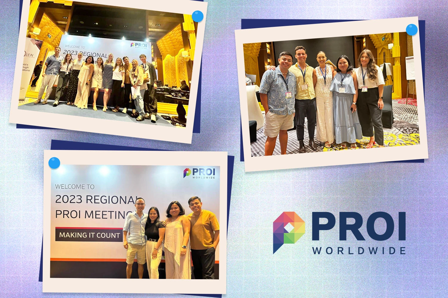 Logo of the Public Relations Organisation International and photos taken from the November 2023 Regional PROI Meeting event.