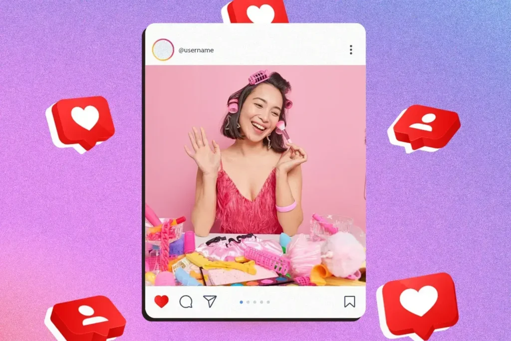 An Instagram post of an influencer with likes and follows in the background to show positive influencer marketing trends.