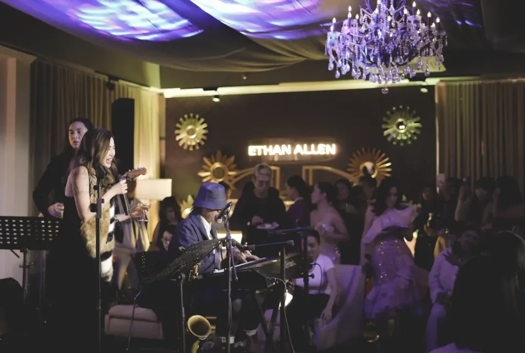 Photo from the Ethan Allen Campaign -  speakeasy music lounge with Nicole Asensio