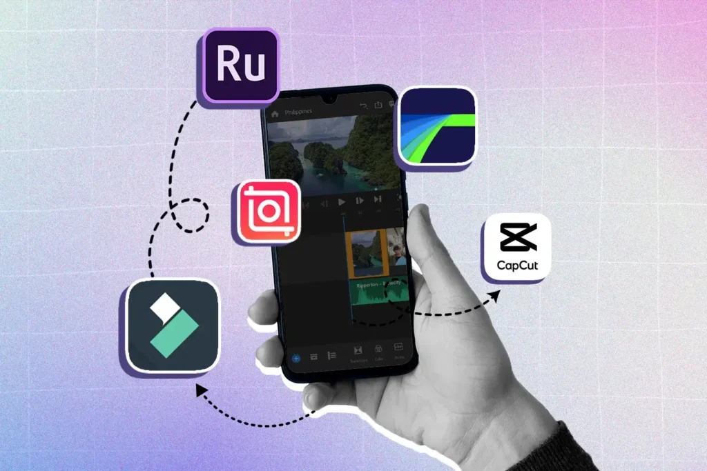 Photo of a person holding a phone with the top 5 mobile video editing apps