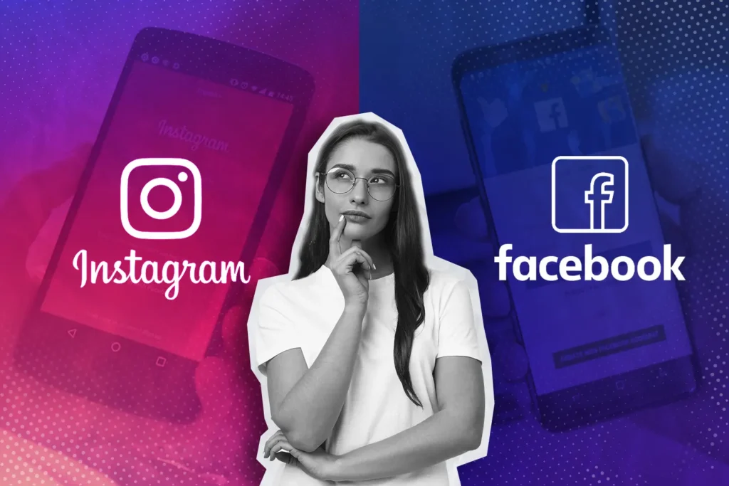 Person thinking about Facebook vs Instagram.