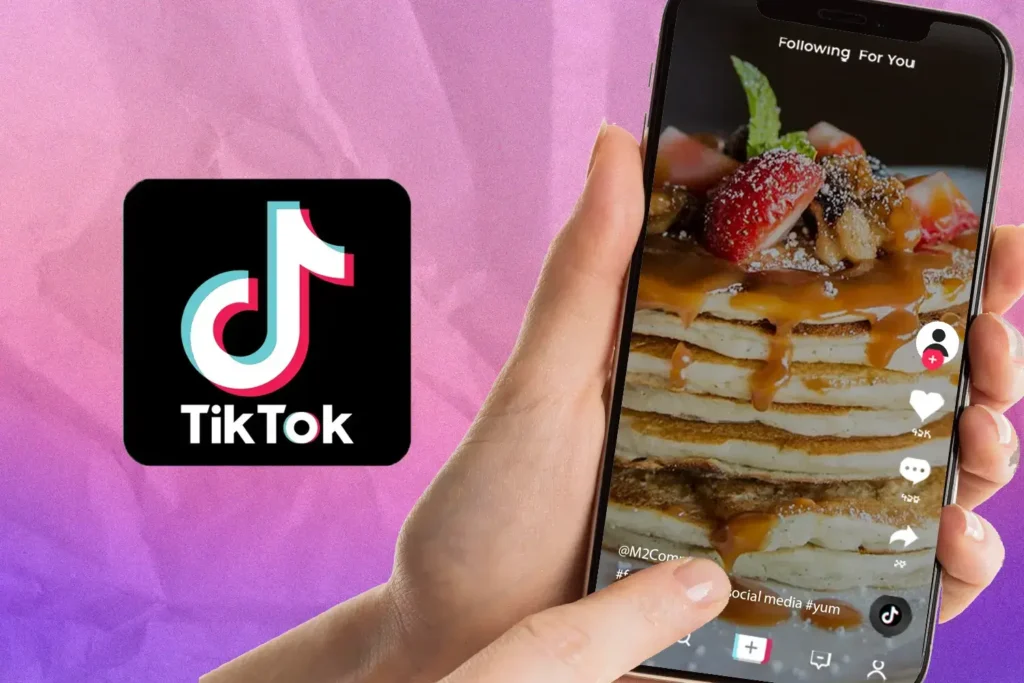 Person using tiktok for food business on their phone.