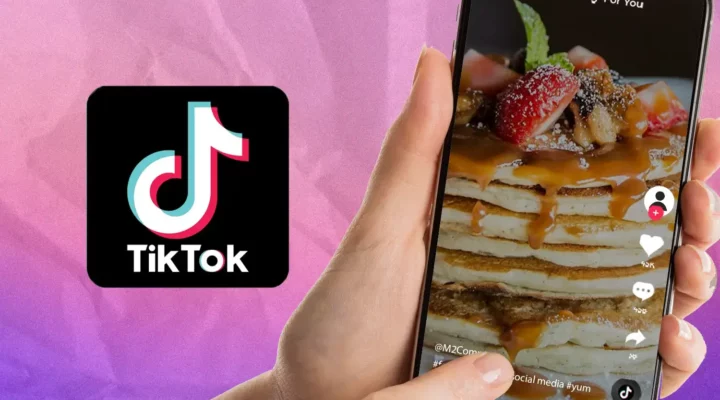 Person using tiktok for food business on their phone.