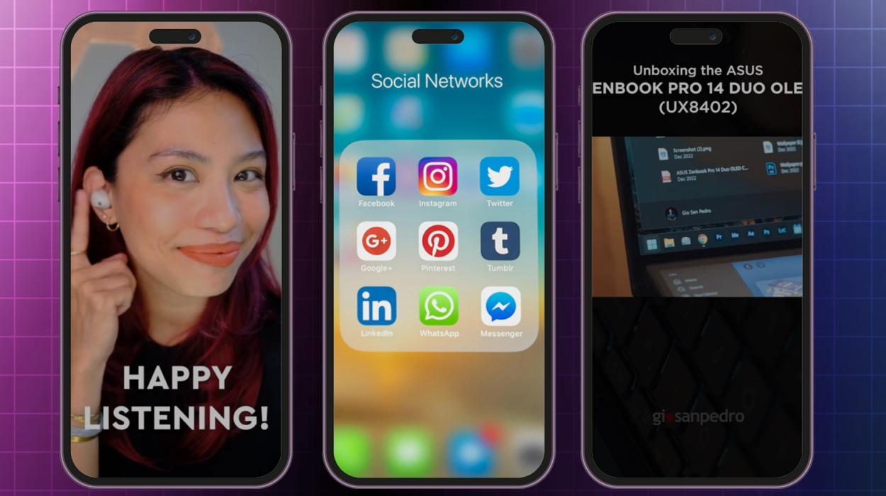 Phone screens showing social media marketing trends