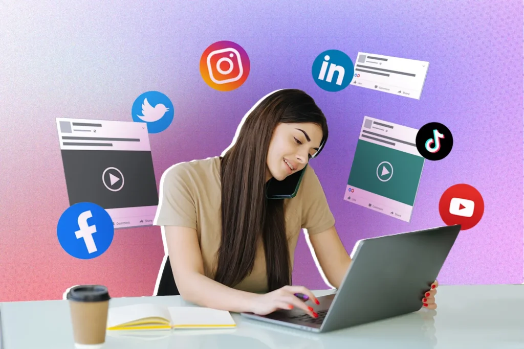 Woman in digital marketing doing Social Media Management.