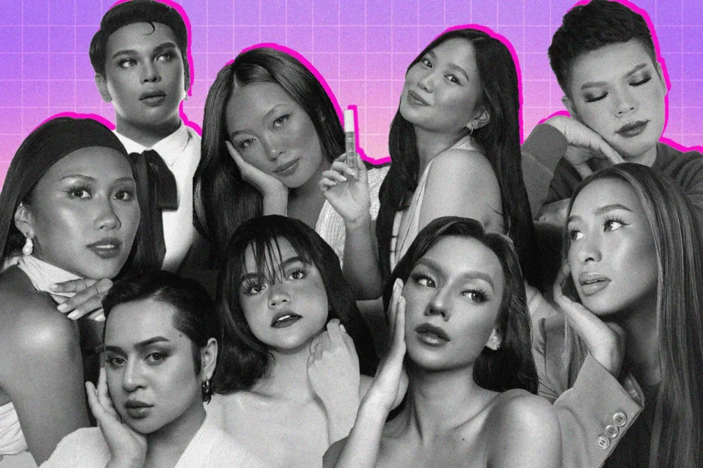 Photo collage of 10 Filipino beauty influencers.