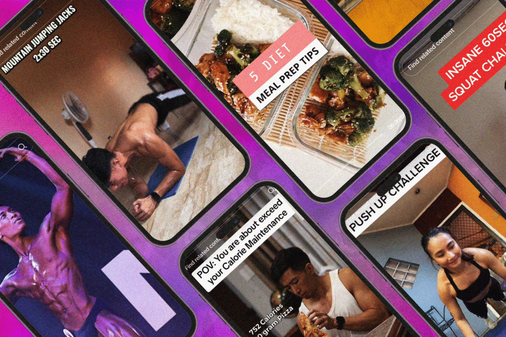 Photo collage of the tiktok accounts of the top filipino fitness influencers.