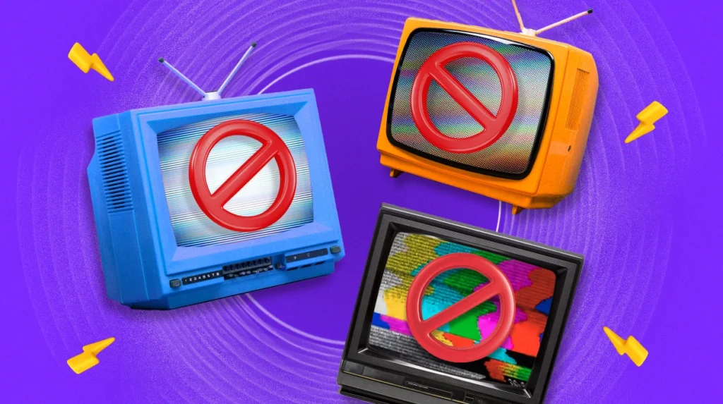 Televisions with a prohibited sign on top of them
