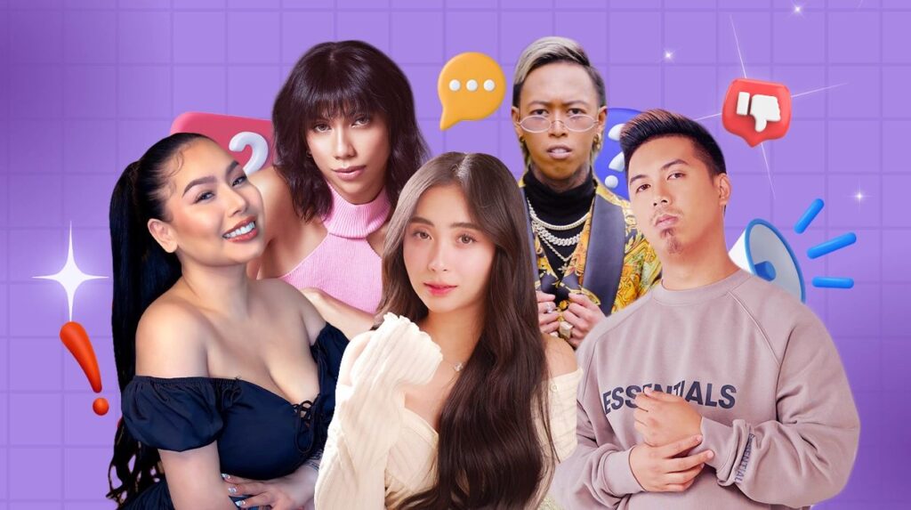 Five Filipino social media influencers posing together representing the most controversial Filipino influencers of 2025