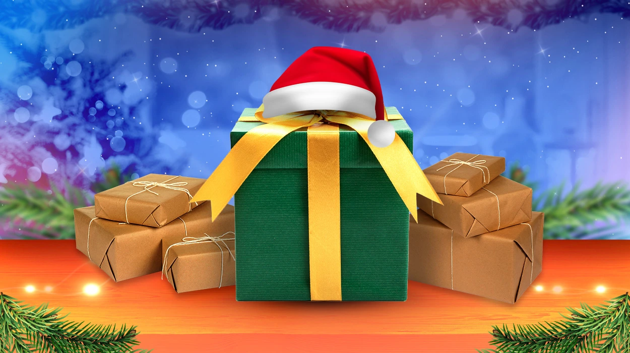 Secret Santa on a Budget_ Affordable Gift Ideas for Loved Ones 2 - M2.0 Communications Inc. Wrapped Christmas gifts, with a Santa hat on top of the biggest one.