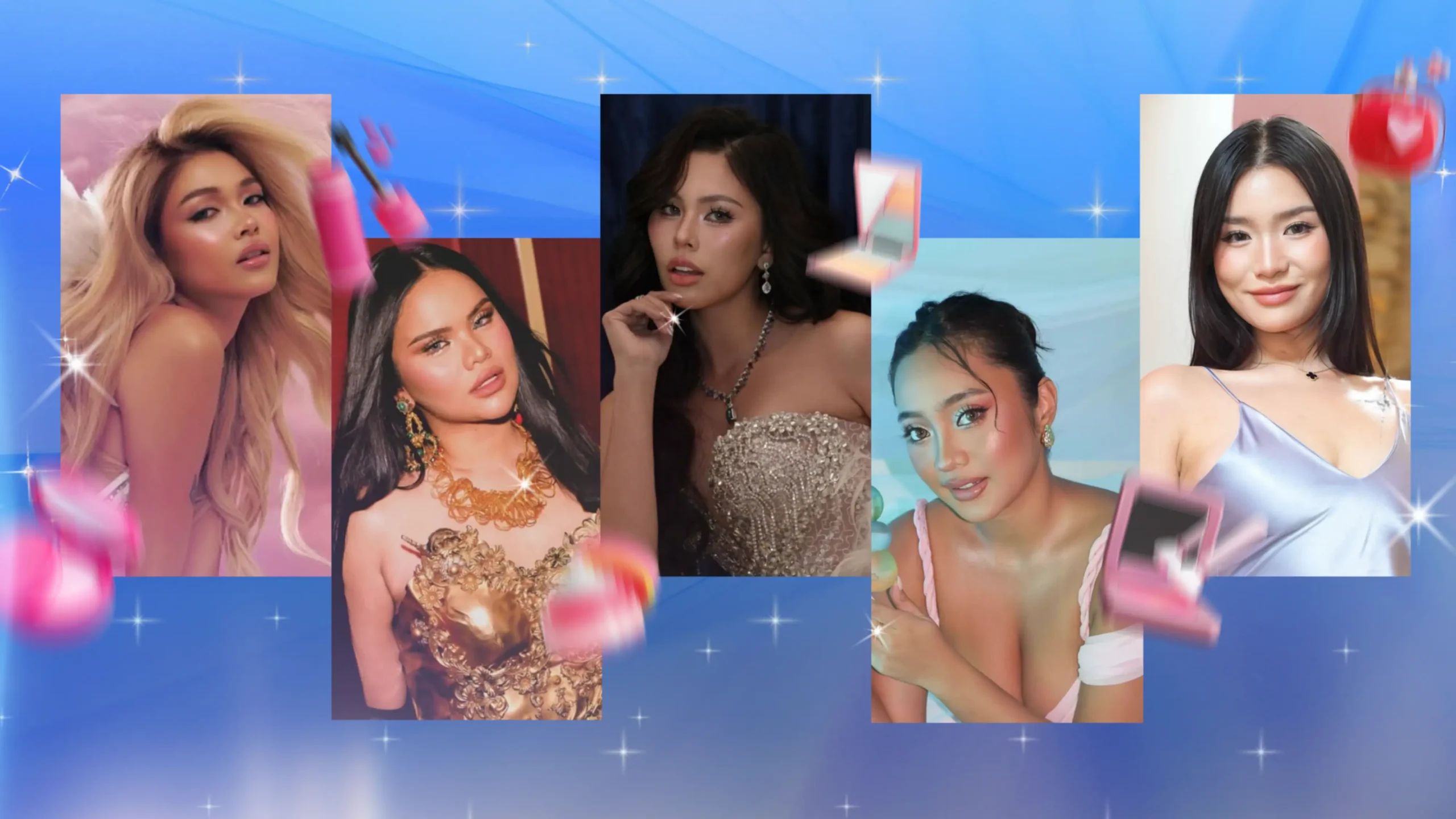 5 TikTok Beauty Influencers Youll Be Seeing More of in 2026 - M2.0 Communications Inc. A collage of the featured Tiktok beauty influencers, with beauty icons such as sparkle, makeup items, etc. surrounding them.