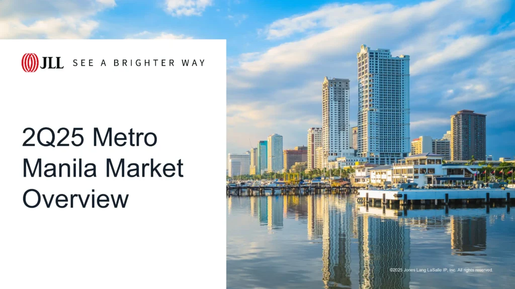 JLL Philippines 2Q25 Metro Manila Market Overview cover slide used in a PR campaign case study.