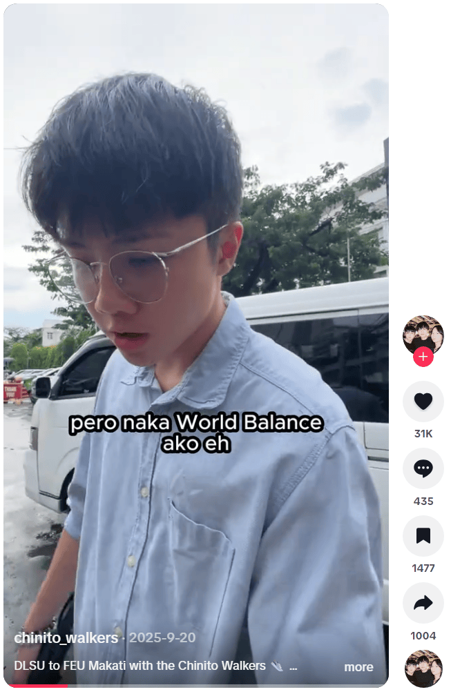 TikTok video collaboration with influencers Chinito Walkers, for World Balance content.